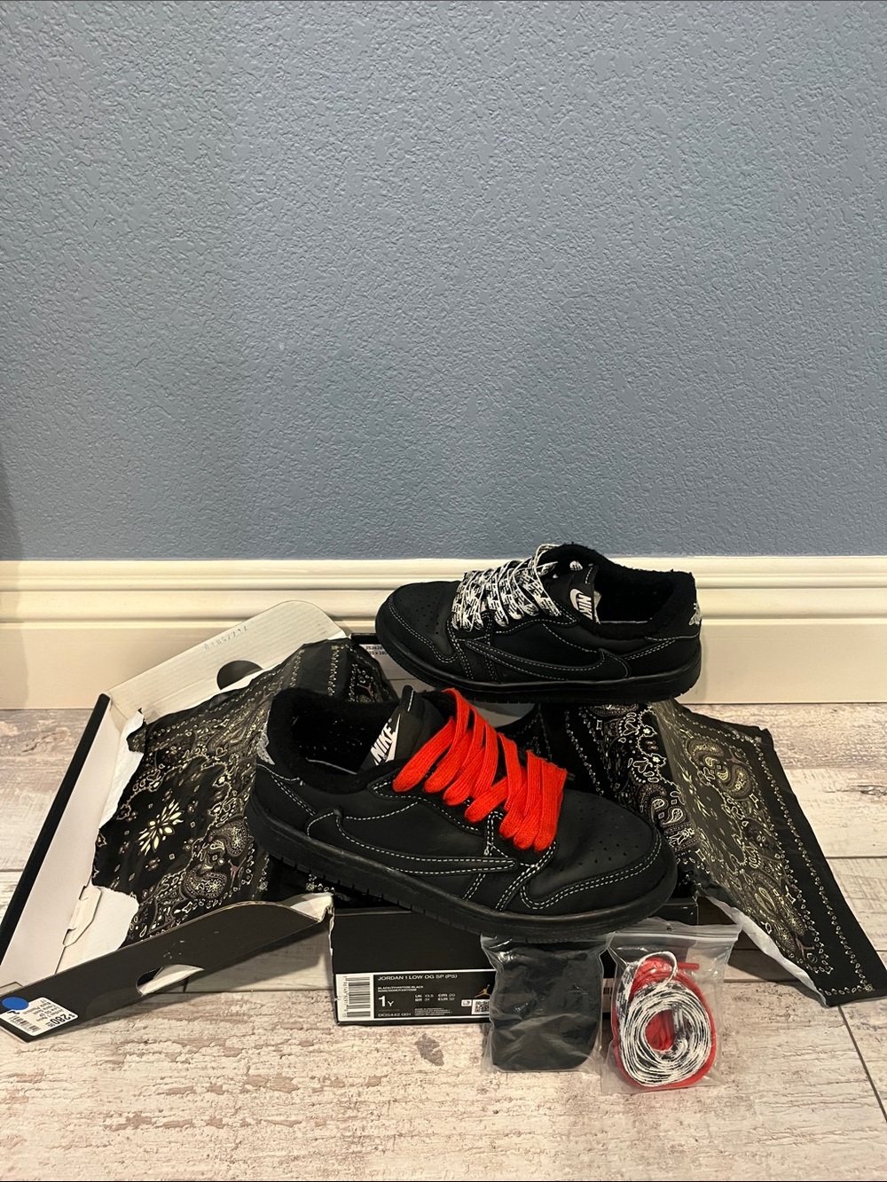 Nike Jordan 1 Retro Low OG SP Travis Scott Black Phantom (PS) Size 1Y | Complete